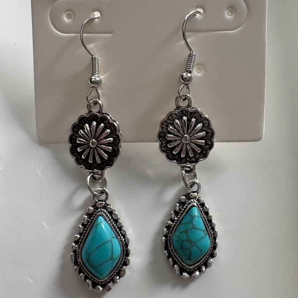 NWOT Silver and Turquoise Dangle Earrings